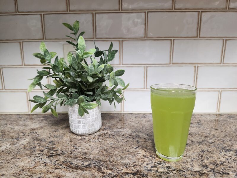 A plant and tall glass for St Patricks day